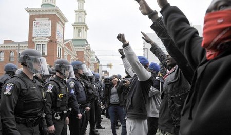 Konfrontation in Baltimore: Demonstranten protestierten am Samst...