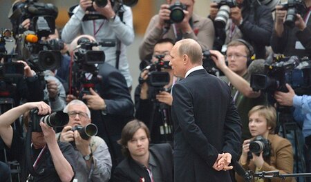 Im Rampenlicht: Der russische Präsident Wladimir Putin, hier nac...
