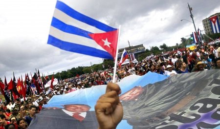 Auf dem Banner in der kubanischen Hauptstadt am Freitag: Hugo Ch...