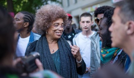 Die Soziologin und Philosophin Angela Davis am Freitag in Berlin