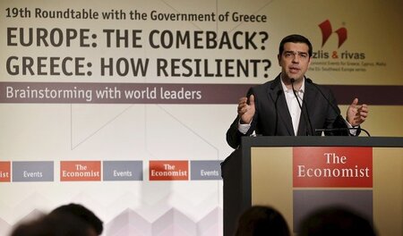 Griechenlands Ministerpräsident Alexis Tsipras hält eine Rede be... Griechenlands Ministerpräsident Alexis Tsipras hält eine Rede be...