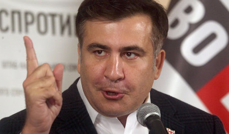 Michail Saakaschwili bei einer Pressekonferenz in Kiew