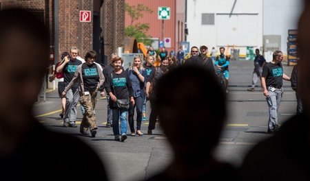 In Berlin protestierten etwa 1.500 Beschäftigte bei Siemens, bun...