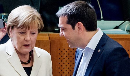 Bundeskanzlerin Merkel und Griechenlands Regierungschef Tsipras ...