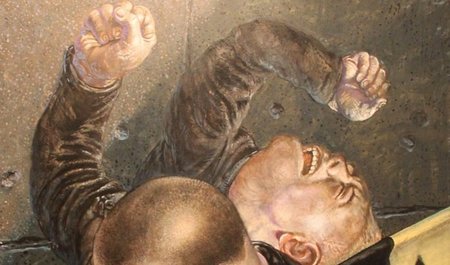 Nazis, in ohnmächtiger Wut verkrampft: »Looser«, Acryl auf Leinw...