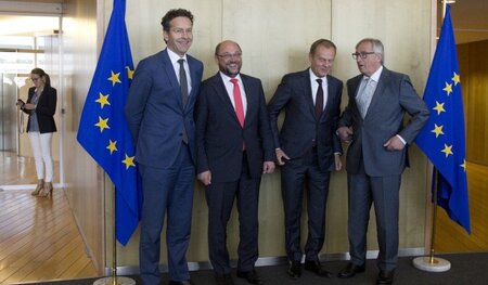 Dijsselbloem, Schulz, Tusk, Juncker. Vier der fünf Autoren des »...