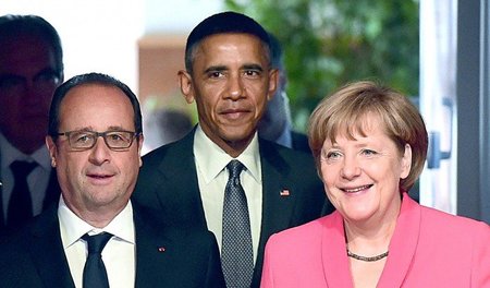 Kennen sich sehr gut: François Hollande, Barack Obama und Angela...