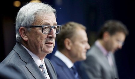 »Drei Präsidenten«: Jean-Claude Juncker (l.), Donald Tusk und Je...