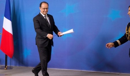 Frankreichs Präsident François Hollande bei einer Pressekonferen...