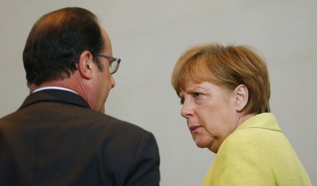 Frankreichs Präsident Hollande und Kanzlerin Merkel beim »Round ...