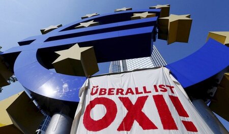 Am Fuße der EZB gab es am Wochenende Protest- und Solidaritätsak...
