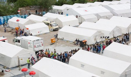 Zeltstadt: In diesen vom Roten Kreuz errichteten Notunterkünften...