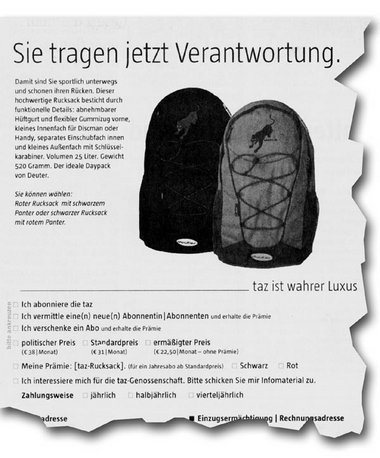 taz-Appell an das Verantwortungsbewußtsein des Lesers