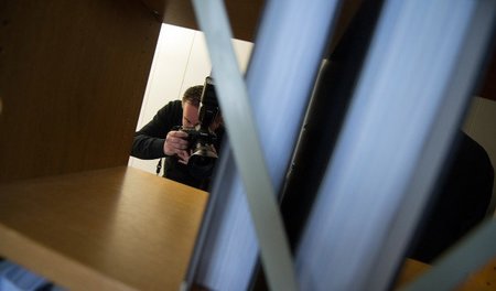 Seltener Moment in Stuttgart: Ein Bildjournalist darf in einem S...