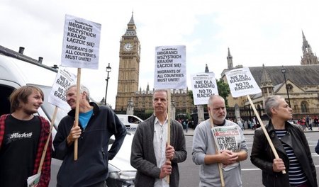 Protest in London: Polnische Arbeiter demonstrieren gegen rassis...