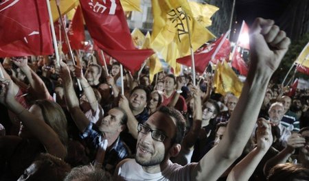 Kundgebung der Syriza-Abspaltung »Vereinigte Linke« am Dienstag ...