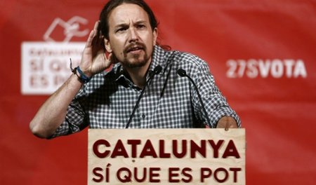 Pablo Iglesias am Montag in Barcelona