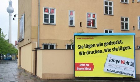 Vor allem eine Zeitung gegen den Krieg – junge Welt-Werbung in d