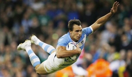 So etwas sieht man selten: Puma Imhoff auf dem Weg zum In-goal