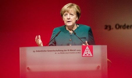 Bundeskanzlerin Angela Merkel (CDU) am Mittwoch auf dem Gewerksc...