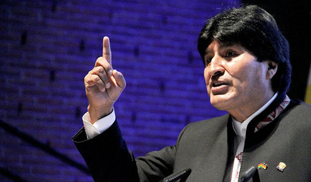 Boliviens Präsident Evo Morales am Mittwoch an der Technischen U...