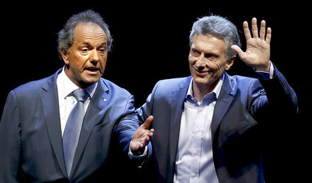 Einer von beiden wird Präsident: Daniel Scioli (links) und Mauri... Einer von beiden wird Präsident: Daniel Scioli (links) und Mauri...