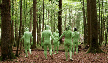Eine Gruppe von Forschern führt im Wald Experimente zur Vernetzu...
