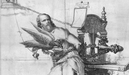 Karl Marx als gefesselter Prometheus aus dem Jahr 1843; Kreideli... Karl Marx als gefesselter Prometheus aus dem Jahr 1843; Kreideli...