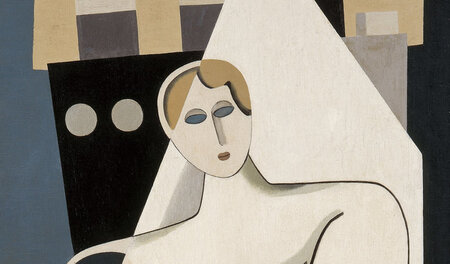 Marcelle Cahn (1895–1981): Frau und Segel, ca. 1926/27, Öl auf L...