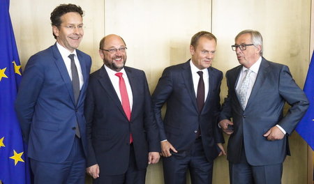 Vier der fünf neoliberalen Präsidenten (v. l. n. r.): Jeroen Dij...