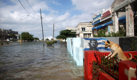 Überflutete Straßen am Sonnabend in Havanna
