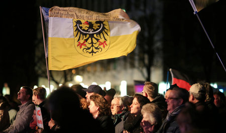 »Bedrohte Kultur: AfD-Anhänger am Mittwoch abend in Magdeburg