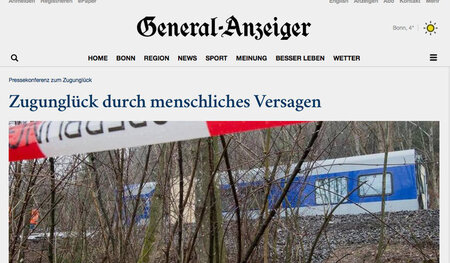 Screenshot: Titelblatt des GA vom gestrigen Dienstag Screenshot: Titelblatt des GA vom gestrigen Dienstag