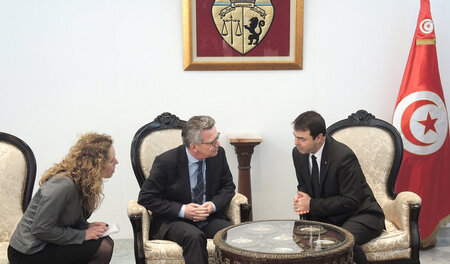 Abschiebeallianz: Bundesinneminister Thomas de Maizière im Gespr...