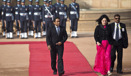 Neu-Delhi, 2. Januar 2014: Der Staatschef der Malediven, Abdulla...
