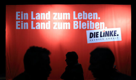 Streng regionalistischer Wahlkampf: Plakat der Linkspartei Sachs...