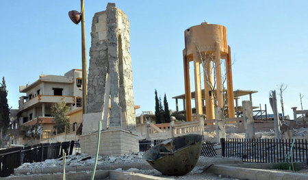 Zerstörte Stadt: Syrische Truppen befreiten am Sonntag die Stadt...