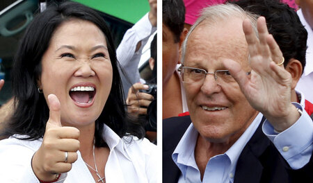 Keiko Fujimori und Pedro Kuczynski, hier beide bei der Stimmabga...