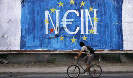 Anti-EU-Graffiti in Athen, Juni 2015