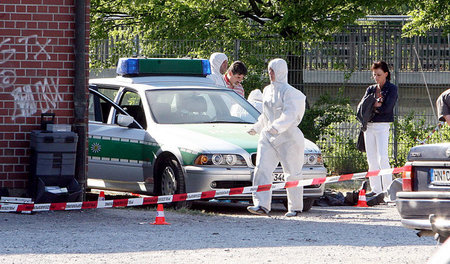 Spurensicherung auf der Heilbronner Theresienwiese nach der Ermo...