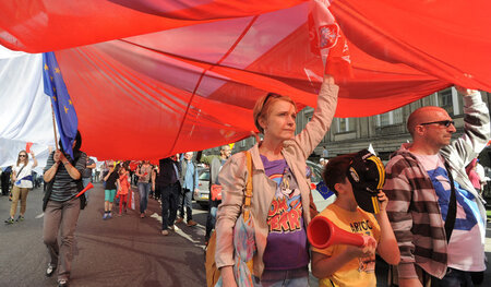 Demonstration gegen die Politik der polnischen Regierung am Sams...