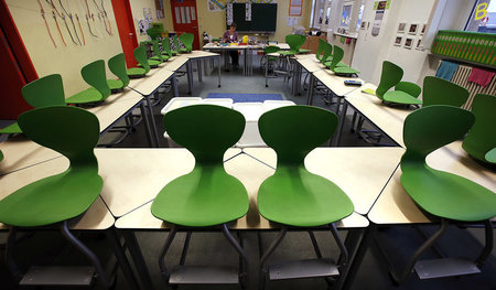 Raum einer Berliner Grundschule während des Warnstreiks der Lehr...