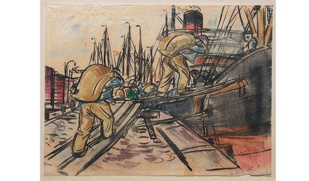 Erich Wegener, Am Rostocker Hafen, 1930 (Pastell, 34 x 43 cm)
