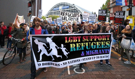 Demonstration gegen die Einwanderungspolitik der englischen Kons...