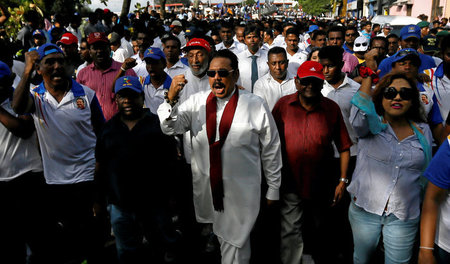 Sri Lankas Ex-Präsident Mahinda Rajapaksa bei dem fünftägigen Pr...