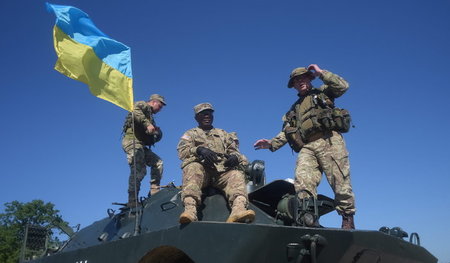Gemeinsame Sache: Ukrainische und US-amerikanische Soldaten beim...