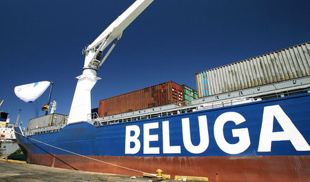 Die Beluga Sky Sails, eines der Schiffe der Beluga Gruppe, in Ca...
