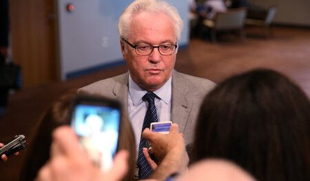 Keine Diskussion: Der russische UN-Botschafter Witalij Tschurkin... Keine Diskussion: Der russische UN-Botschafter Witalij Tschurkin...