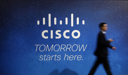 Cisco-Werbung auf einem Kongress in Barcelona, Februar 2014 Cisco-Werbung auf einem Kongress in Barcelona, Februar 2014
