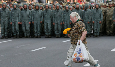 Kiew, 22. August: Soldaten proben für die Militärparade zum Unab...